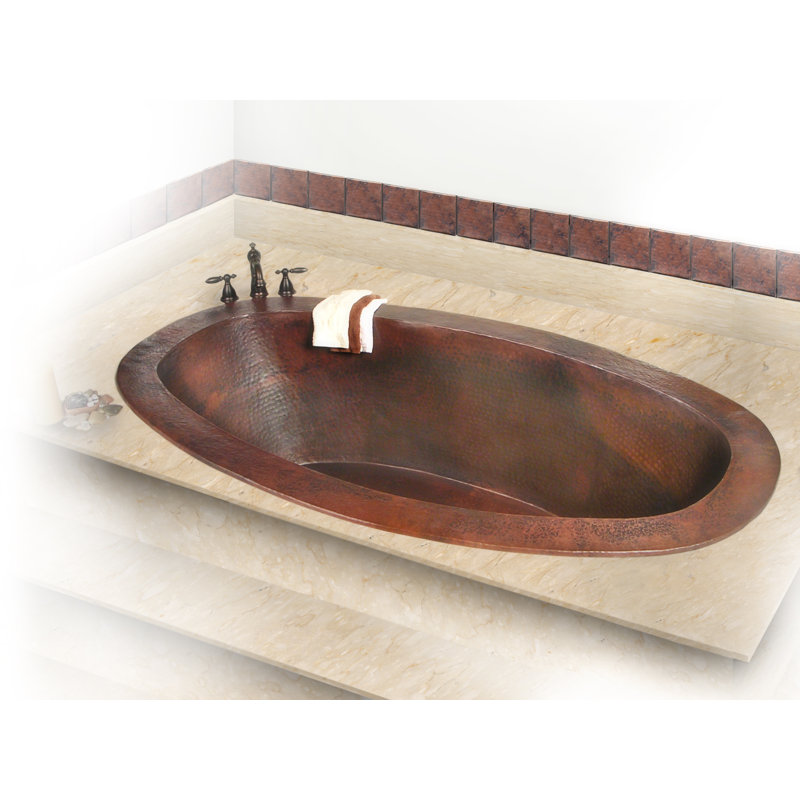 Roberta 71'' x 37'' Whirlpool Copper Bathtub, Dark Smoke Copper, Right, End