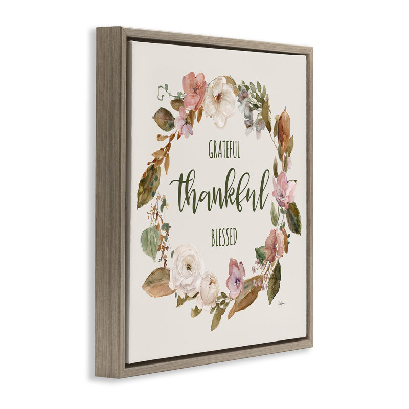 Cadre flottant élégant avec couronne de gratitude, design par Livi Finn, H 25 po x l 25 po, Cadre flottant orme Montalcino