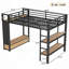 Structure de lit mezzanine avec garde-robe, lit mezzanine en métal avec tablettes de rangement et panneau perforé-1107424068