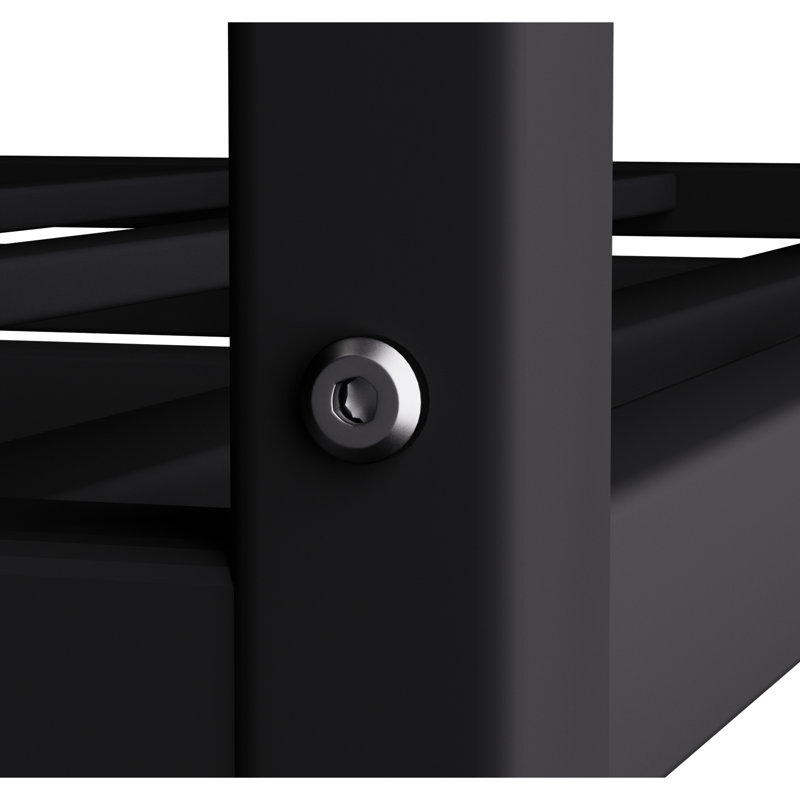 Grand lit superposé noir avec structure en métal, garde-corps et support de 110 lb par lit, haut pour la protection, montée sans effort, décoration de chambre à coucher élégante, espace de rangement sous le lit, espace