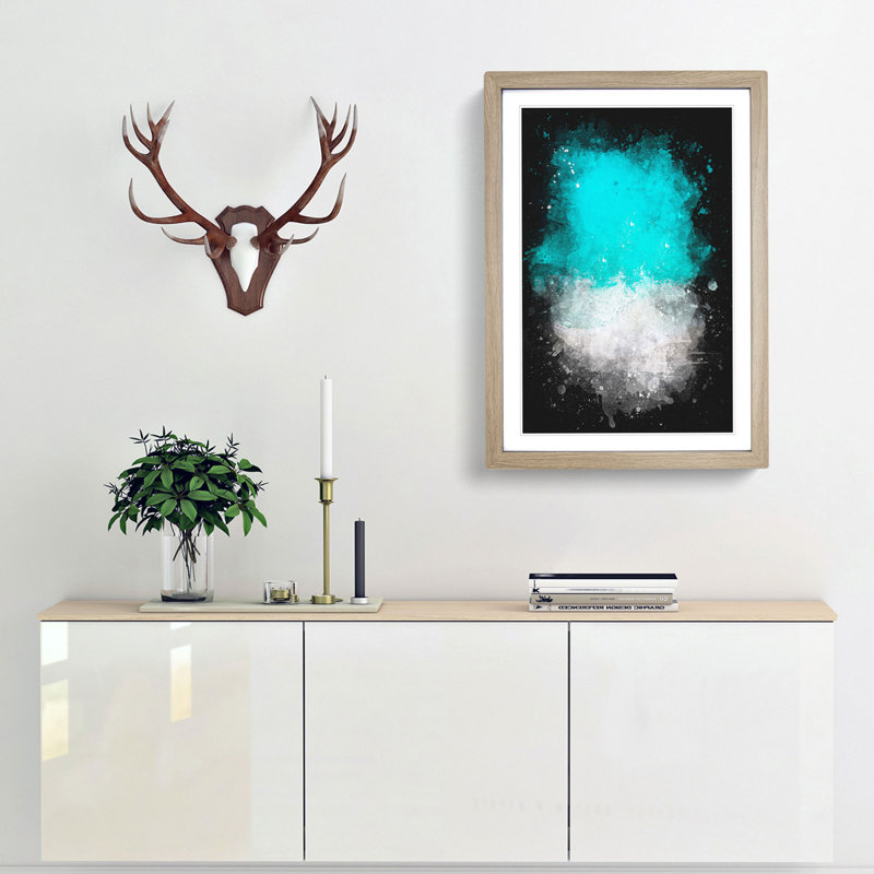 Maldives Beach Abstract Paint Splash - Picture Frame Graphic Art, 33cm H x 24cm W x 2cm D, Oak Framed