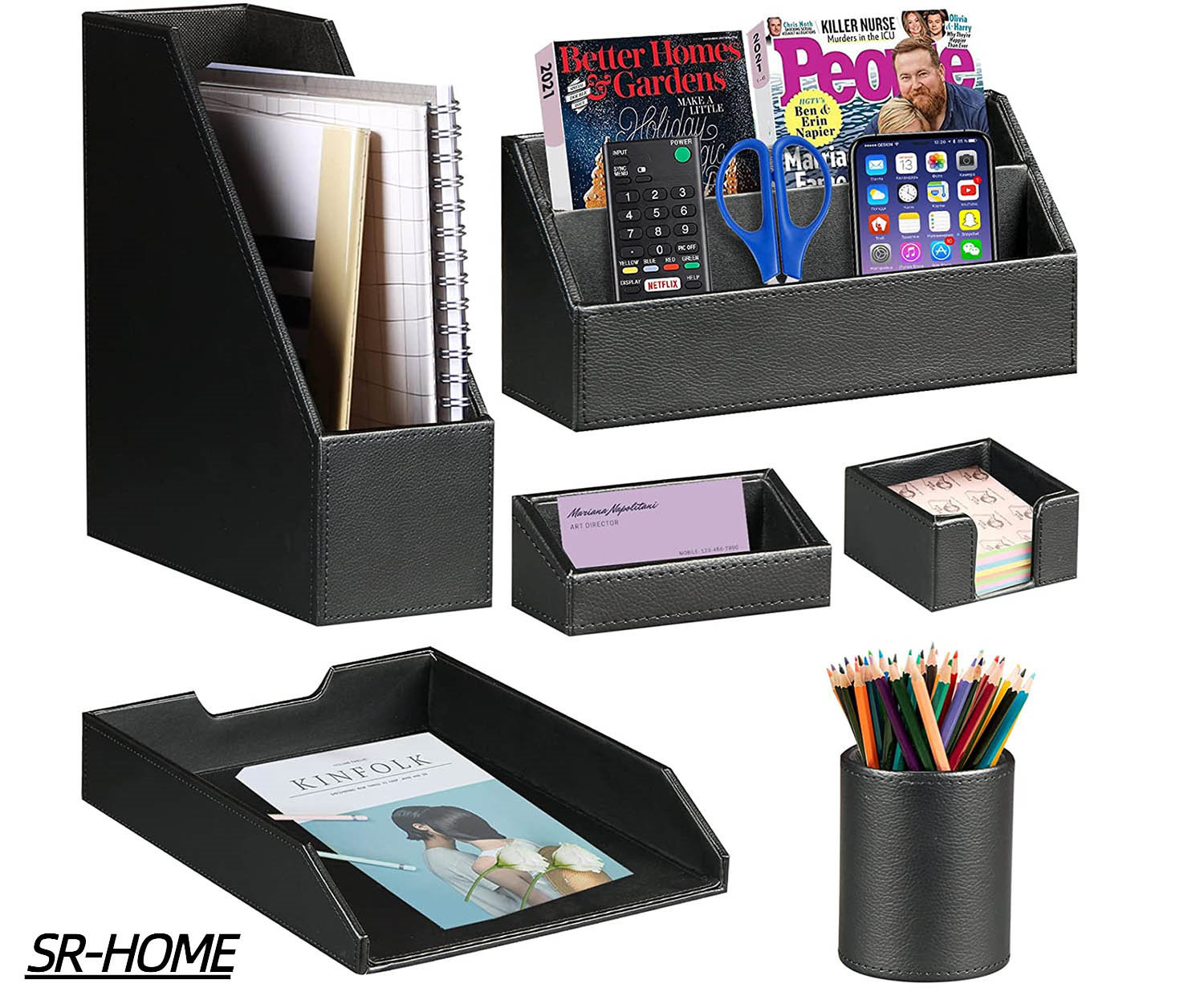 SRHOME Faux Leather Desk Organizer Set Wayfair