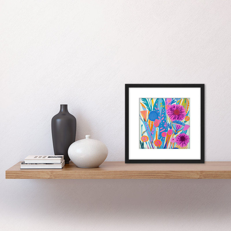Bright Floral Flower Shapes Colourful - Single Picture Frame Painting