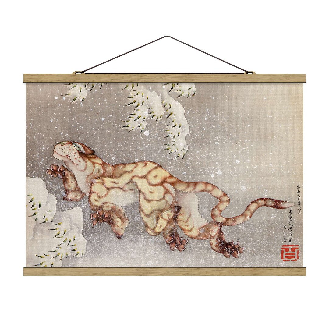 Stoffbild Tiger in Snowstorm von Katsushika Hokusai