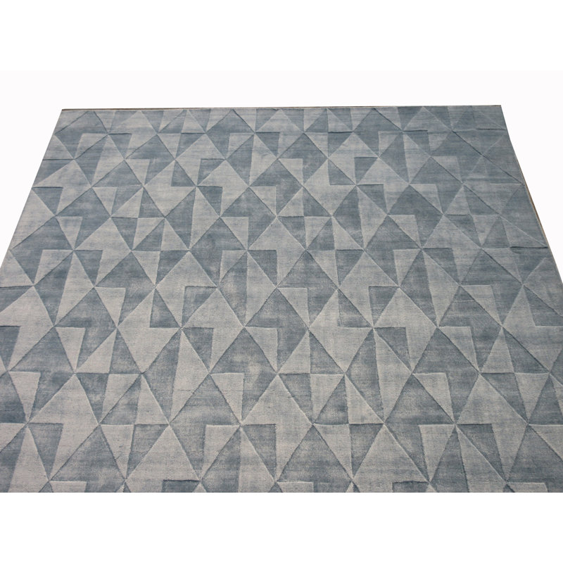 Tapis bleu clair en soie 8X11