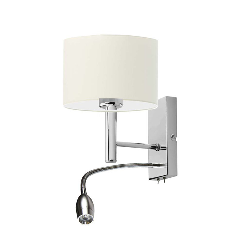 Audreana LED Armed Sconce, Chrome, Ecru