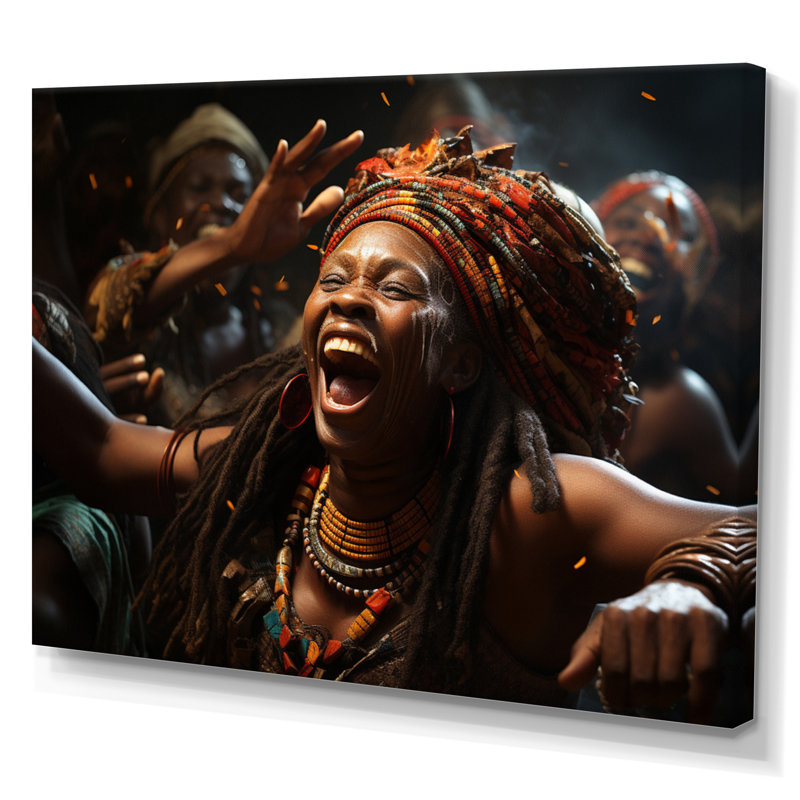 Célébration de la culture africaine I sur toile, H 16 po x l 32 po x P 1 po, Toile tendue