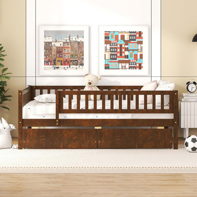 Kids Daybed Wood Bed with Two Drawers