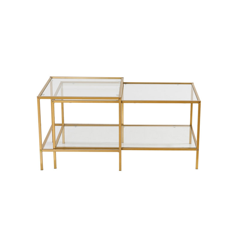 Four Leg Coffee Table with Storage, Gold