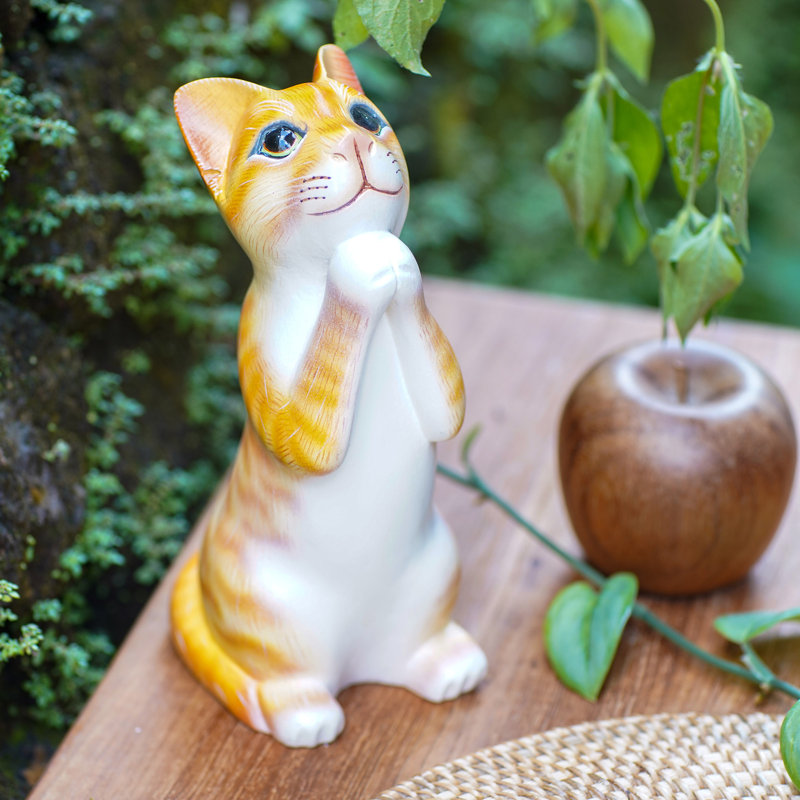 Figurine de voeu tabby allongé gingembre Deakins