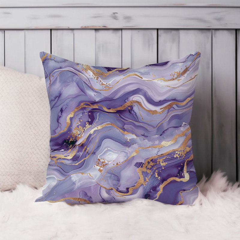 Abstract Purple & Gold Marble Geode III Modern, 18"H x 18"W