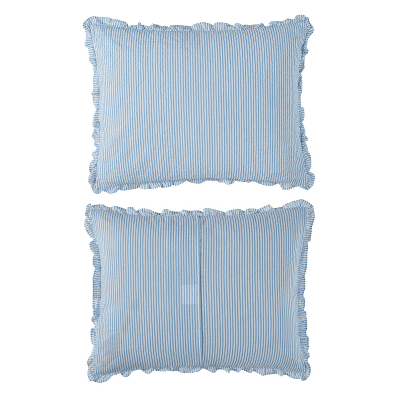 Laura Ashley Twin Blue Organic Cotton Reversible Quilt Set