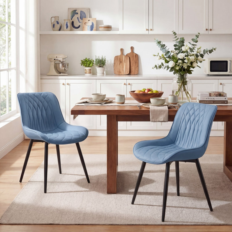 Chaise d'appoint moderne en similicuir avec pieds en métal, Bleu
