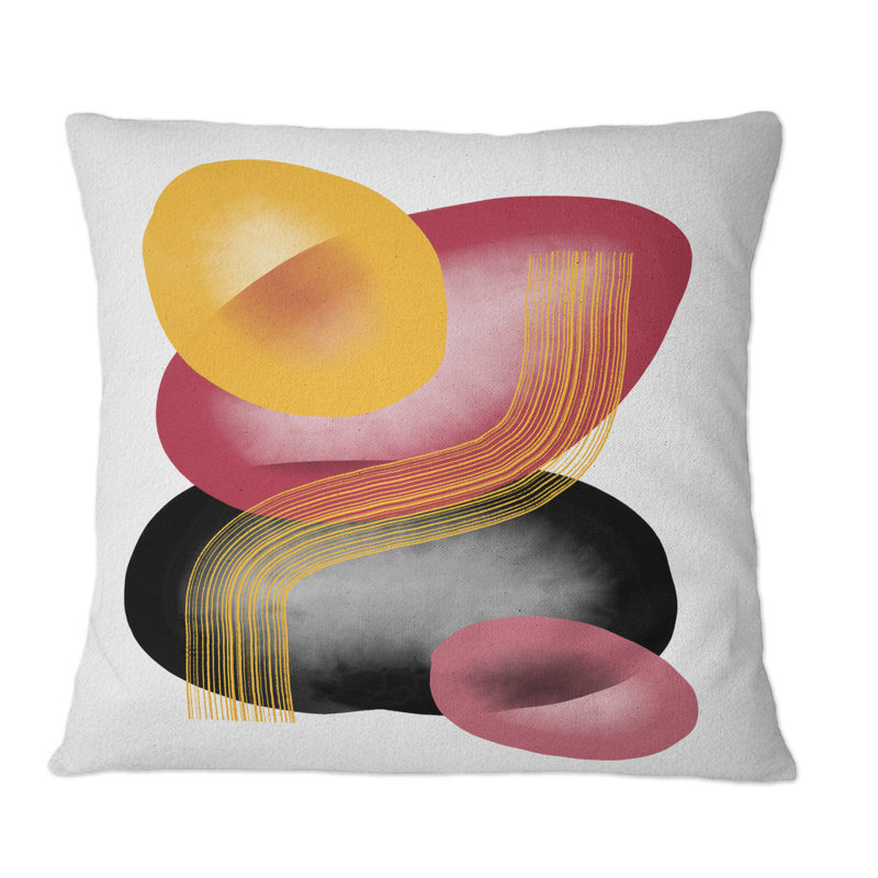 Colorful Minimal Shapes II - Coussin décoratif à imprimé moderne, 16 po x 16 po