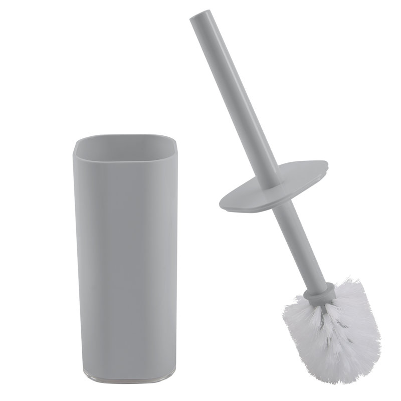 Gray Acrylic Toilet Brush Set with Holder, 2 Pack