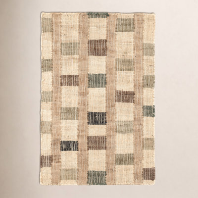 Mosaic Blue Hand-Woven Geometric Jute Rug