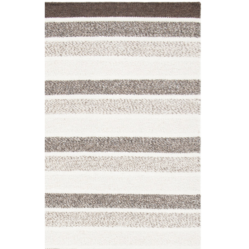 Bierstadt Flat Weave Wool/Cotton Striped Rug in Brown, Rectangle 3' x 5'