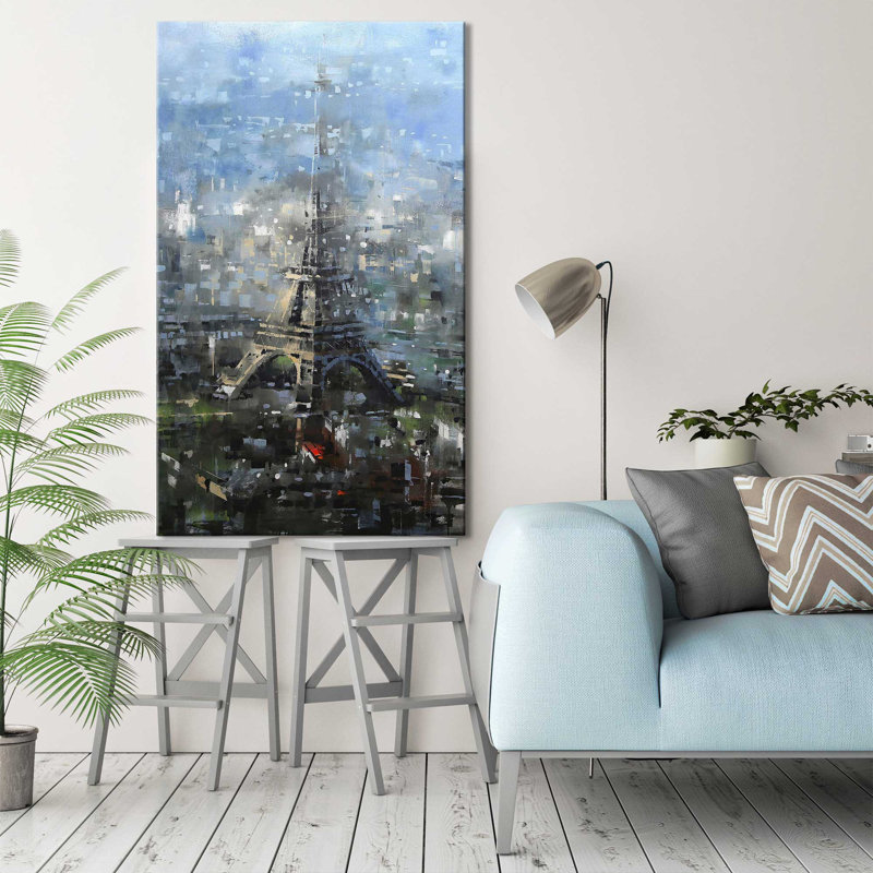 Bleu Paris par - Peinture, Toile tendue, H 60 po x l 36 po x P 1,5 po