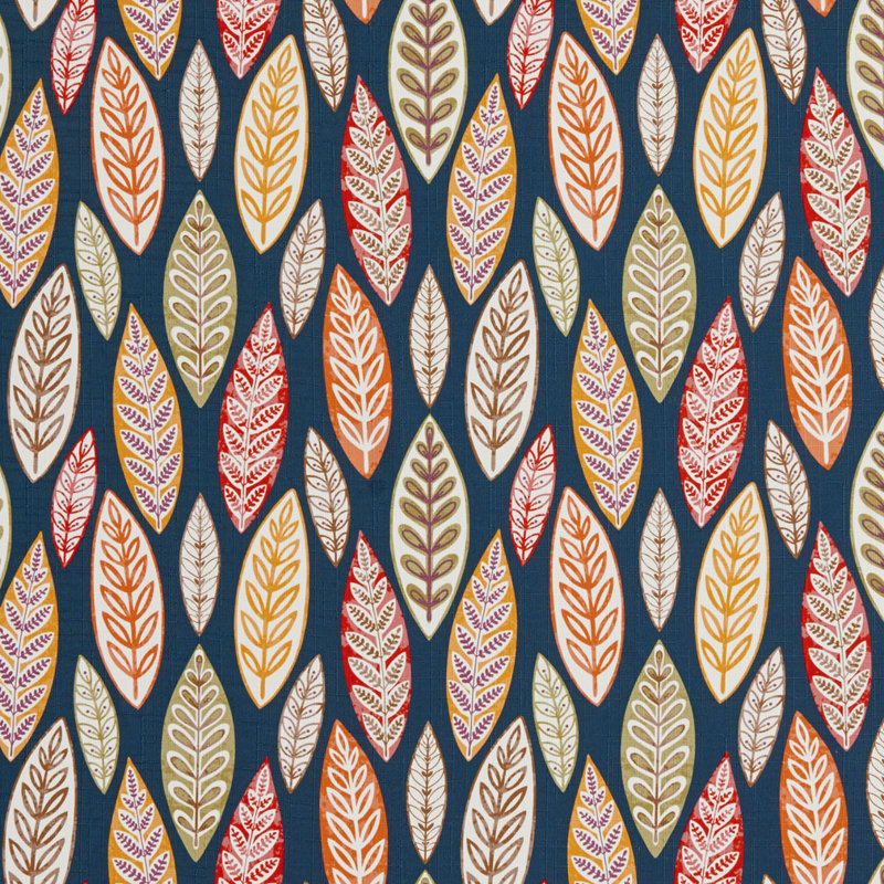 Tissu à imprimé floral, Bleu / Orange