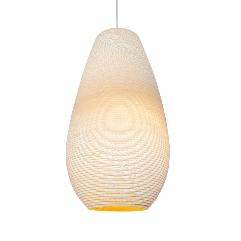 Scraplights Recycled Cardboard Pendant Light - Drop, 18" H x 10" W x 10" D, Blonde