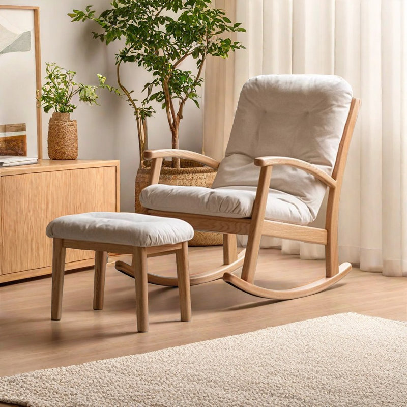 Chaise berçante moderne, simple et confortable, Blanc cassé