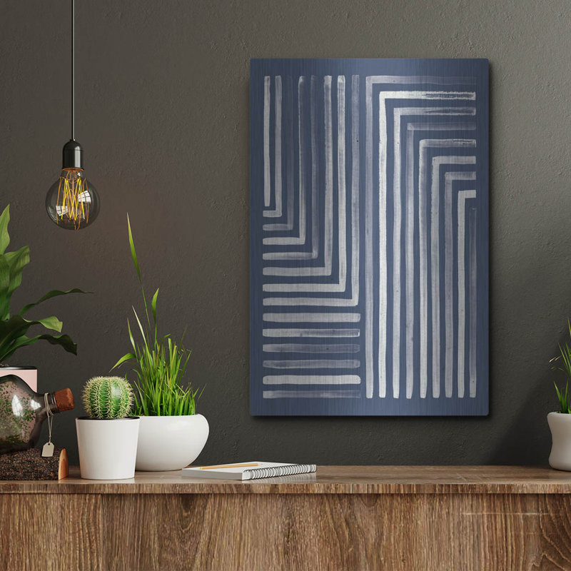 «Blue Sunset 3» par Laura Marshall, art mural en métal Ebern Designs, H 16 po x l 12 po