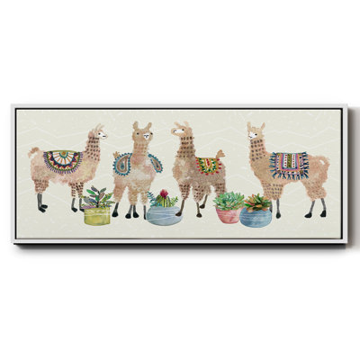«Llama Party», toile encadrée