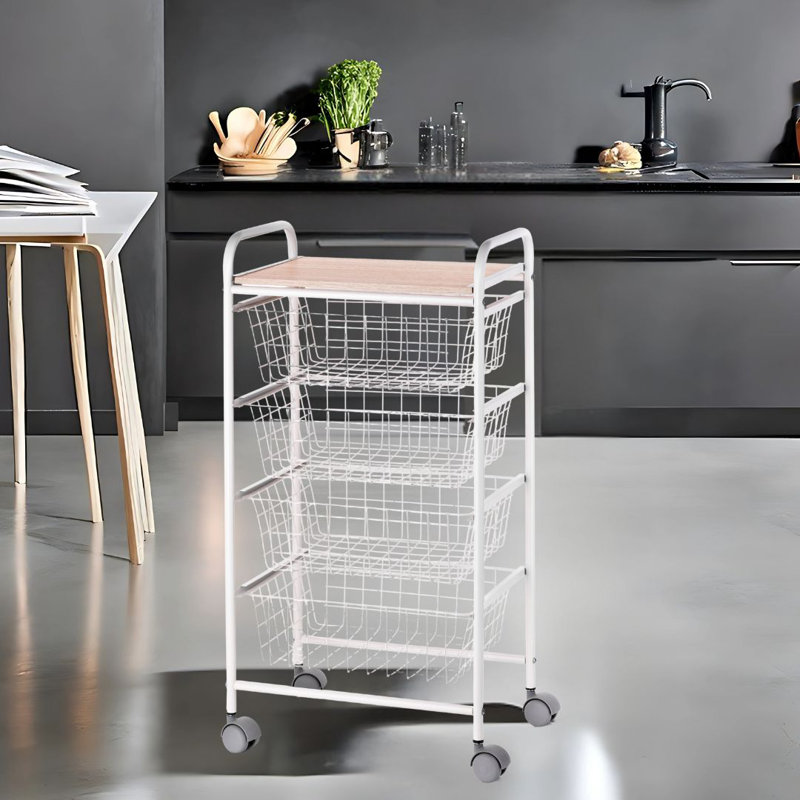 Stainless Steel Kitchen Cart with Wine Rack and Storage