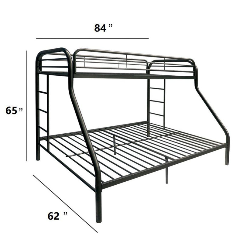 Lit superposé standard en fer Henline par Isabelle & Max ™, Simple sur double, Noir