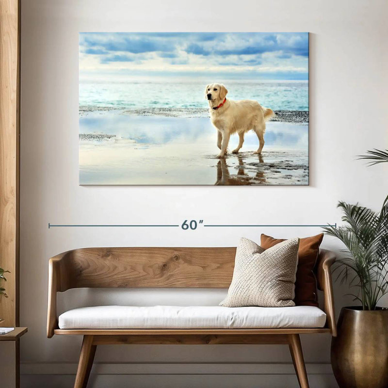 Golden Retriever bord de mer, H 32 po x l 48 po