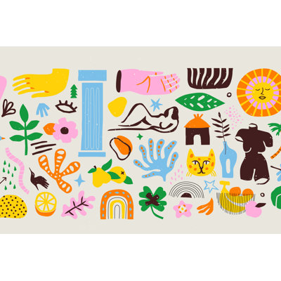Set Of Trendy Doodle - Wrapped Canvas Print