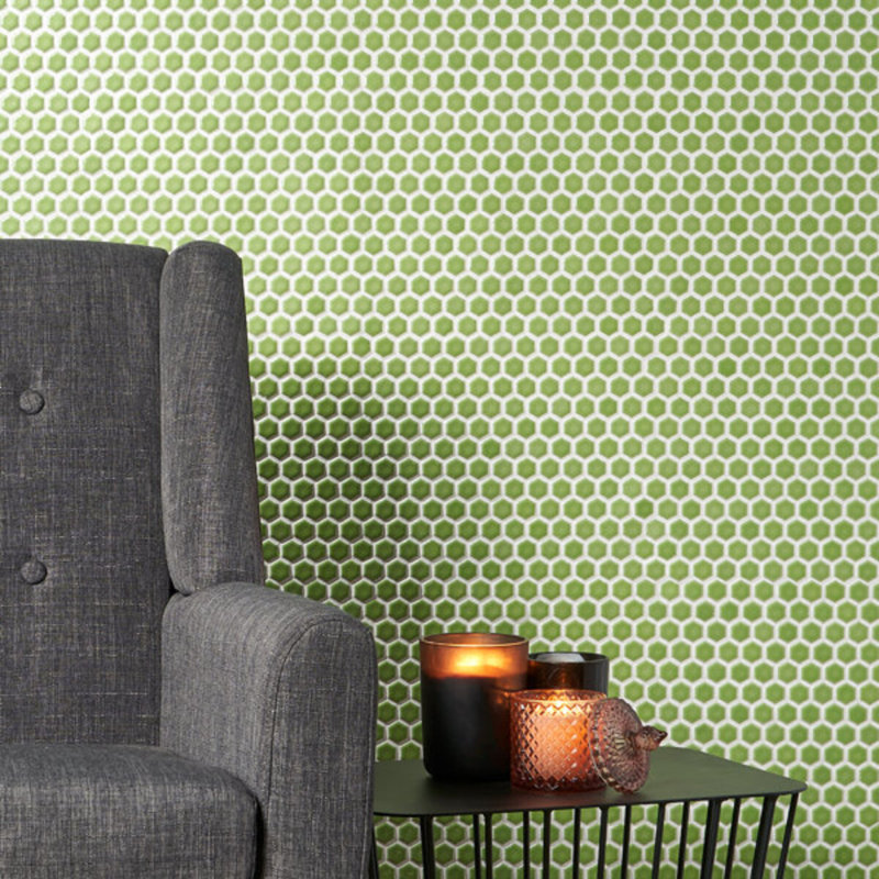 Eden 2.0 Rimmed 1" Hexagon Polished Porcelain Mosaic Tile, Charcoal