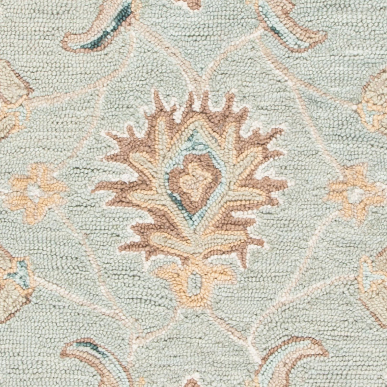 Desmondia Handmade Wool Aqua/Ivory Rug, Round 6'