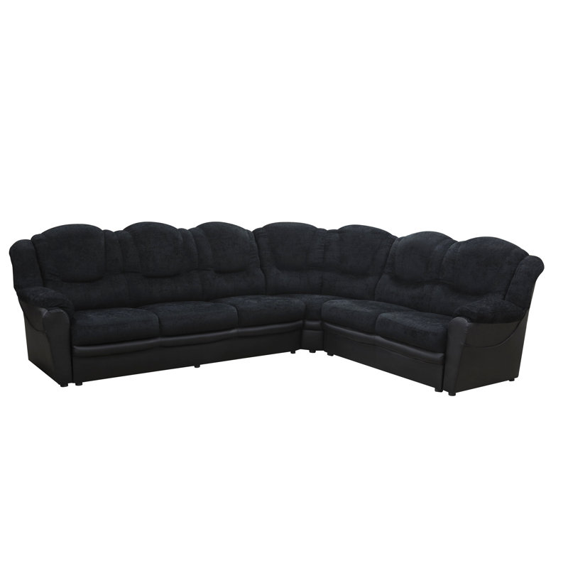 Colin Corner Sofa, Black/Black Chenille