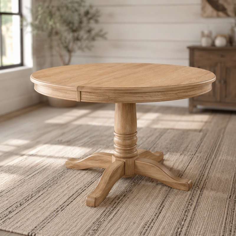 Table de salle à manger ronde moderne avec finition en bois naturel pour les espaces de cuisine et de coin-repas