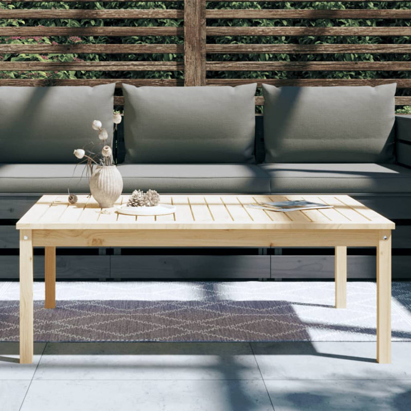 Stefon Rectangular Pine Outdoor Coffee Table , cm W cm D, Natural Pine, 45cm H x 121cm W x 82.5cm D