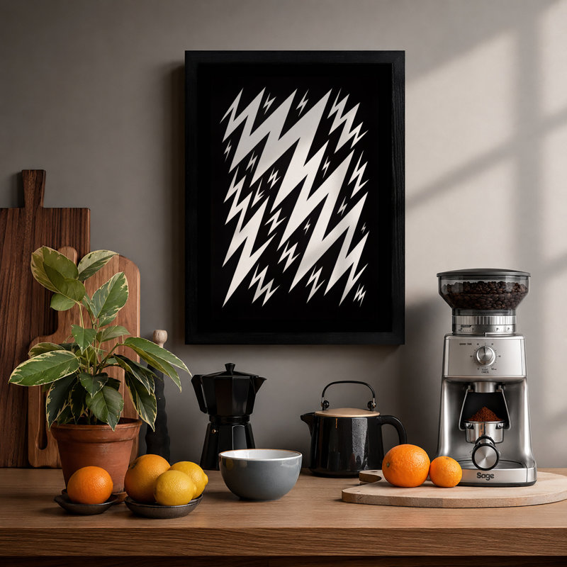 Electric Geometry Geometric - Framed Print, A4 - 29.7 x 21.0 cm, Black