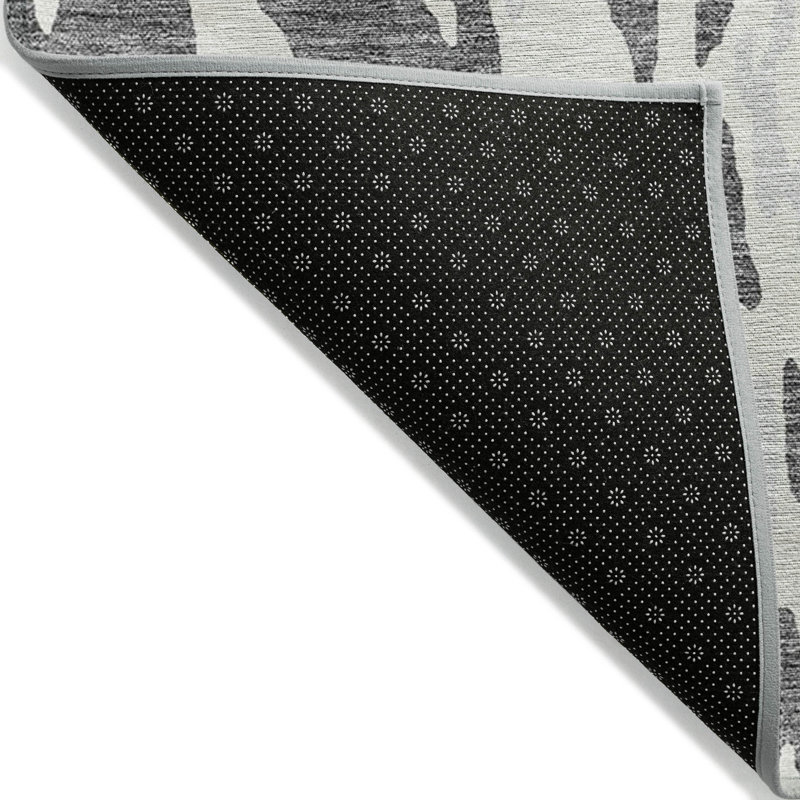Gray Rectangular Machine-Washable Non-Slip Indoor/Outdoor Rug