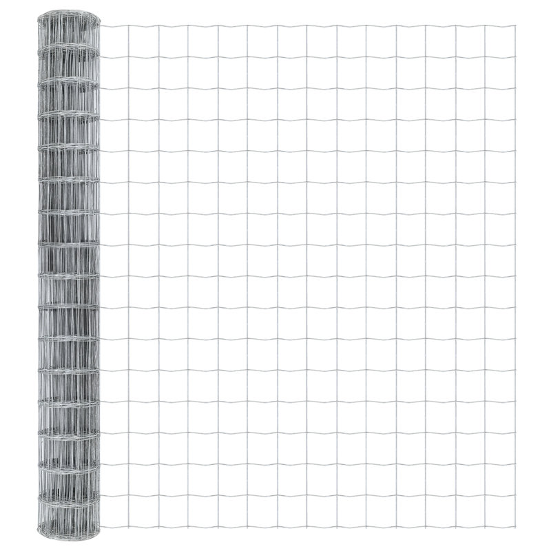 Galvanized Steel Border Fencing, Silver, 150 x 1000 x 0.2 cm