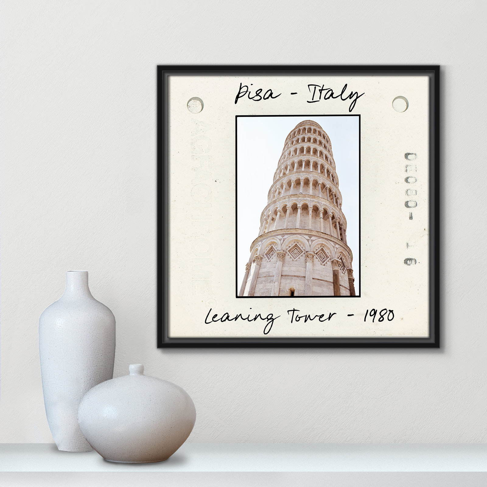 Ritona "Pisa, Italy - Leaning Tower" Print, Black Floater Framed Canvas, 17.5" H x 17.5" W x 2" D