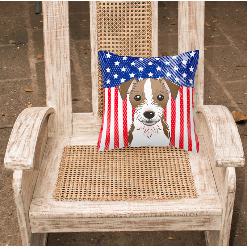  Coussin 14 "American Flag, Terrier Jack Russell 1, 18 po x 18 po