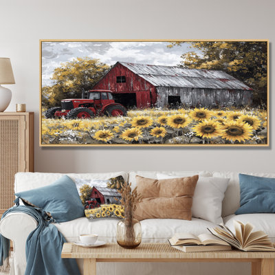 Dorea Country Side Sunflowers with Tractor Farm IV - ferme, art mural