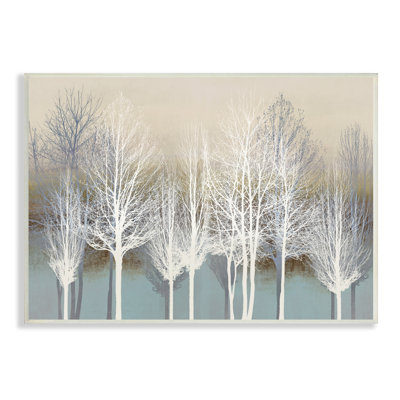 «Winter Tree Forest Silhouettes Over Abstract» par - Impression