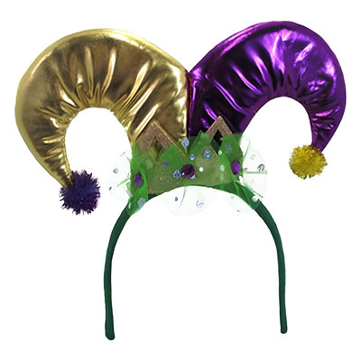 PMU Mini Metallic Mardi Gras Jester Headband Headwear Costume For Men And Women (6/Pkg)