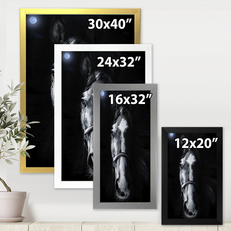 «Horse Staring Sinister» - photographie sur toile, H 32 po x l 16 po x P 1,5 po, Toile encadrée d'or