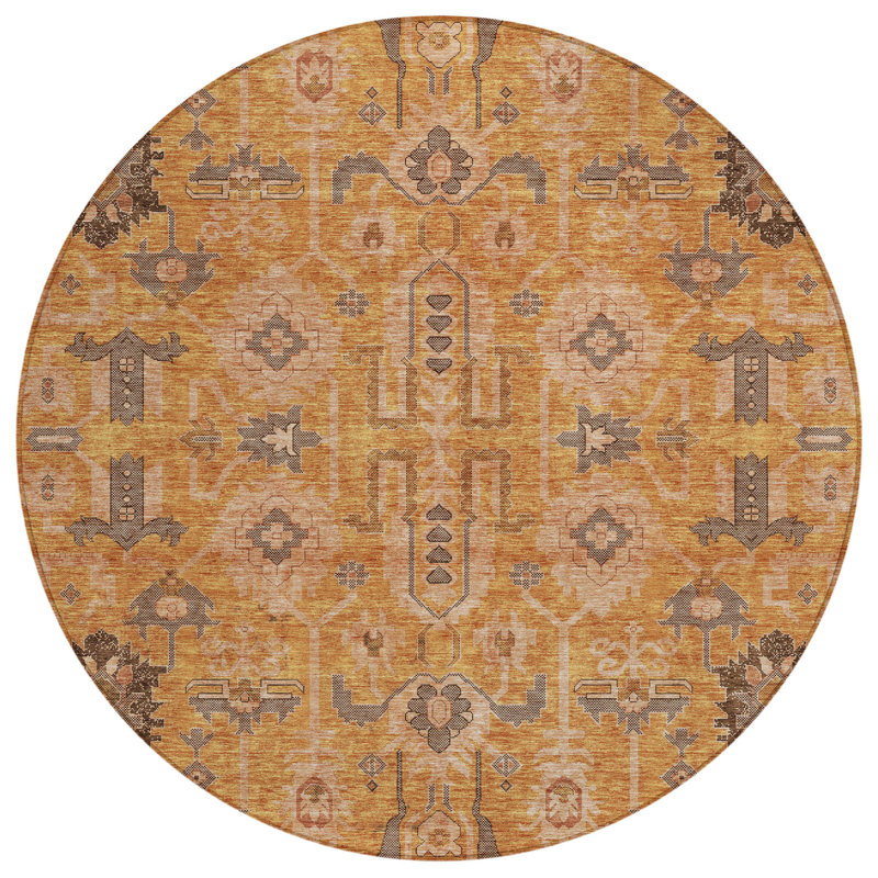 Tapis oriental rond 8 po beige