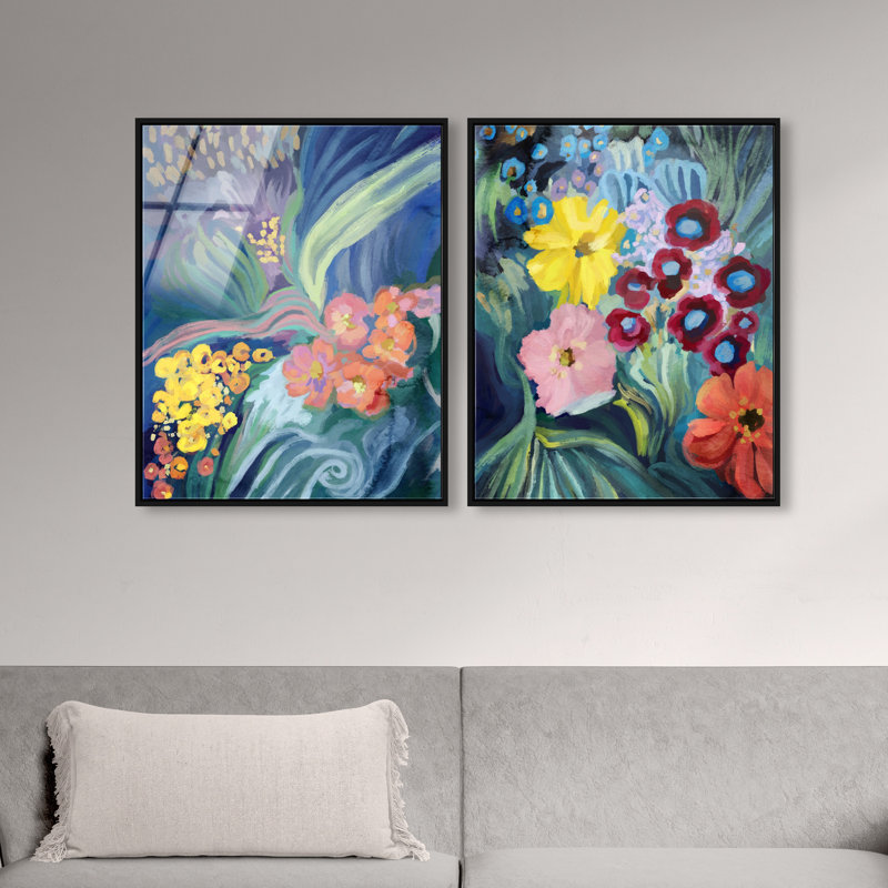 Spring Motion Set Set by Oliver Gal, 74"H x 62"W, Black Floater Frame