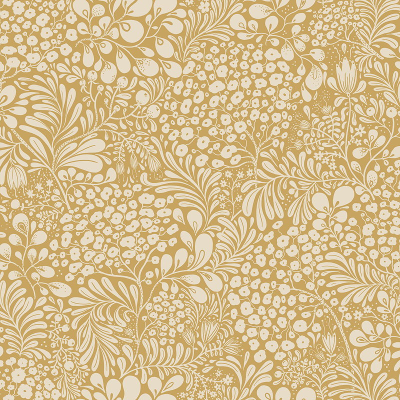 Kopec 33' L x 20.9" W Botanical Wallpaper Roll, Mustard