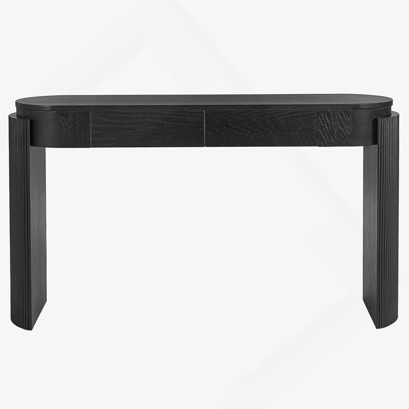 Oval Top and 2 Drawers Console Table, Black