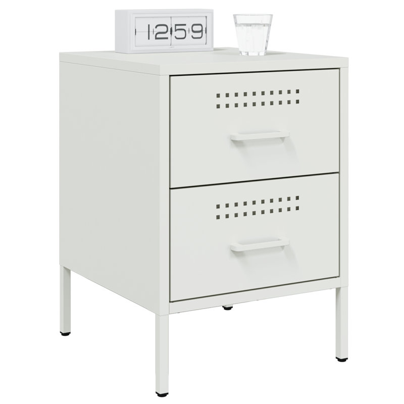 Loredana Bedside Cabinet 36 x 39 x 50.5 cm Steel, White, Individual